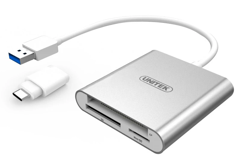 UNITEK Y-9313D Unitek USB3.0 į Multi-In-One Aliuminio kortelių skaitytuvą (su USB Type-C adapteriu)