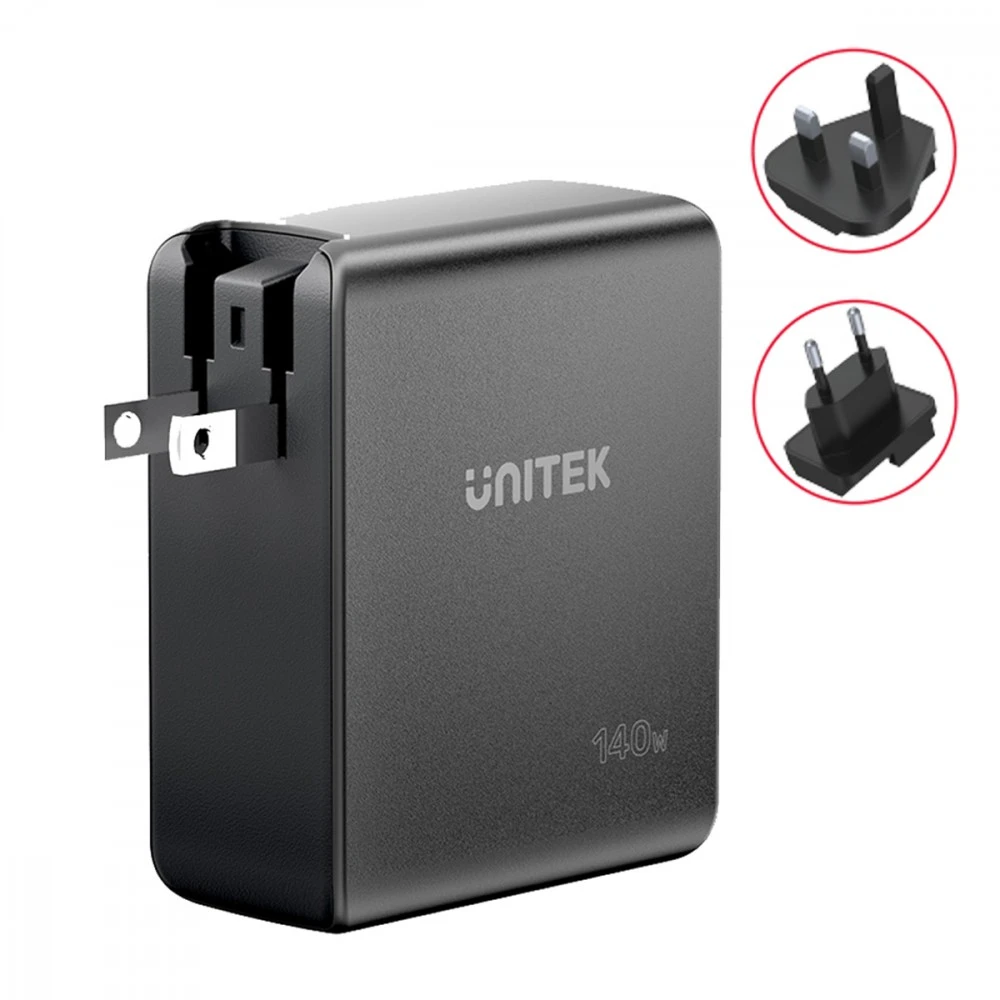 UNITEK CHARGER P1115A GaN 2x USB-C 1x USB-A PD 140W Juodas