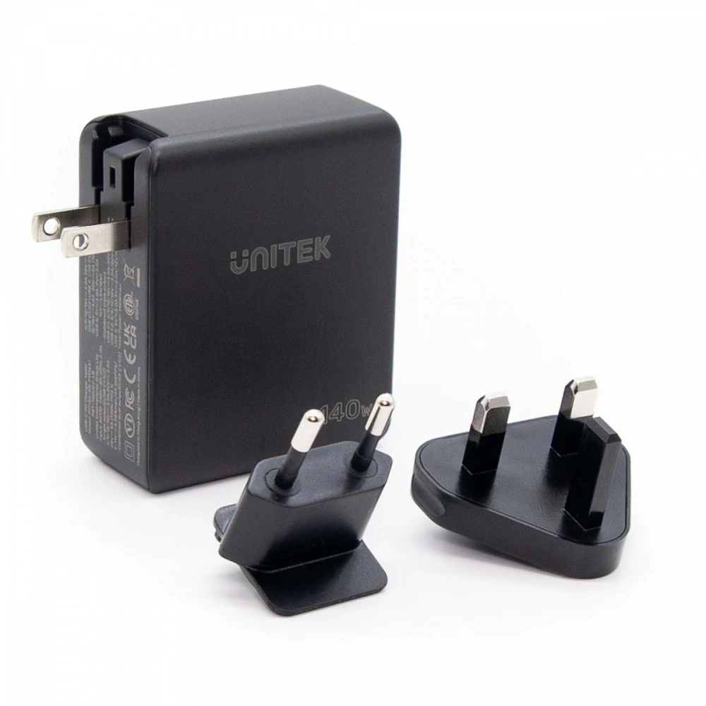 UNITEK CHARGER P1115A GaN 2x USB-C 1x USB-A PD 140W Juodas