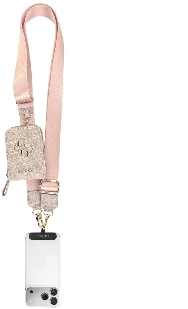 Universal lanyard with wallet Guess 4G Metal Logo pink