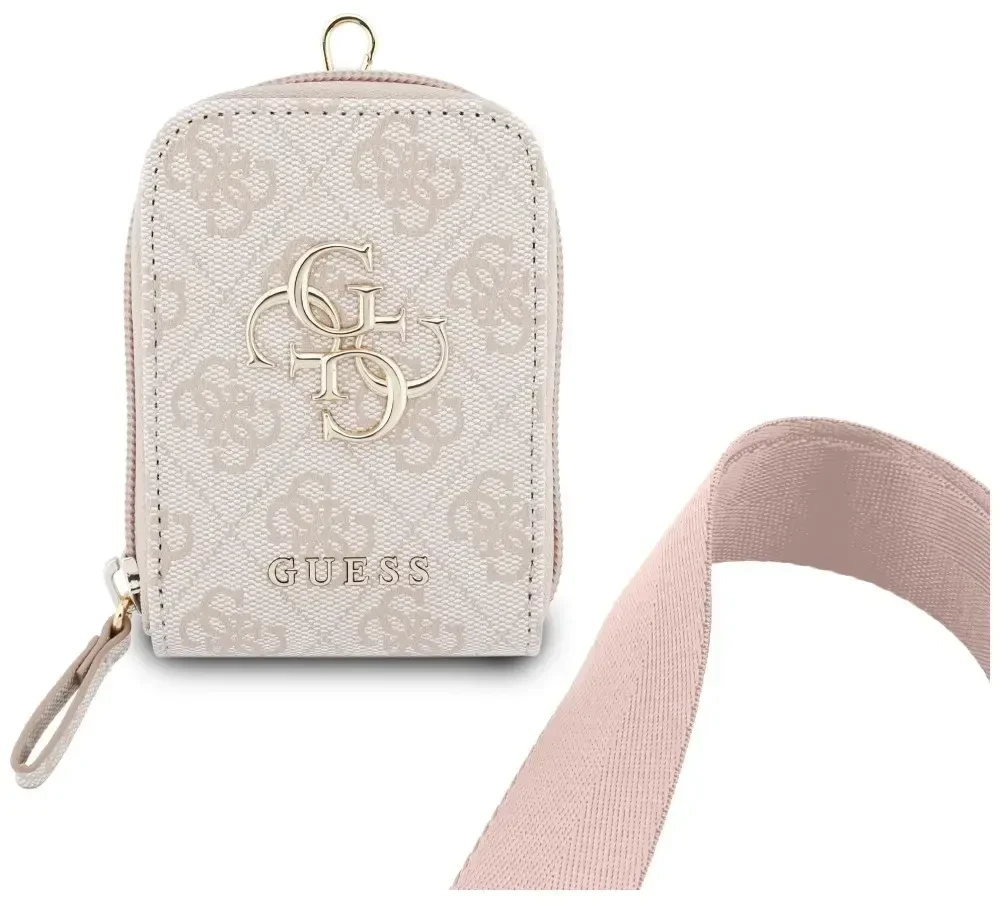 Universal lanyard with wallet Guess 4G Metal Logo pink