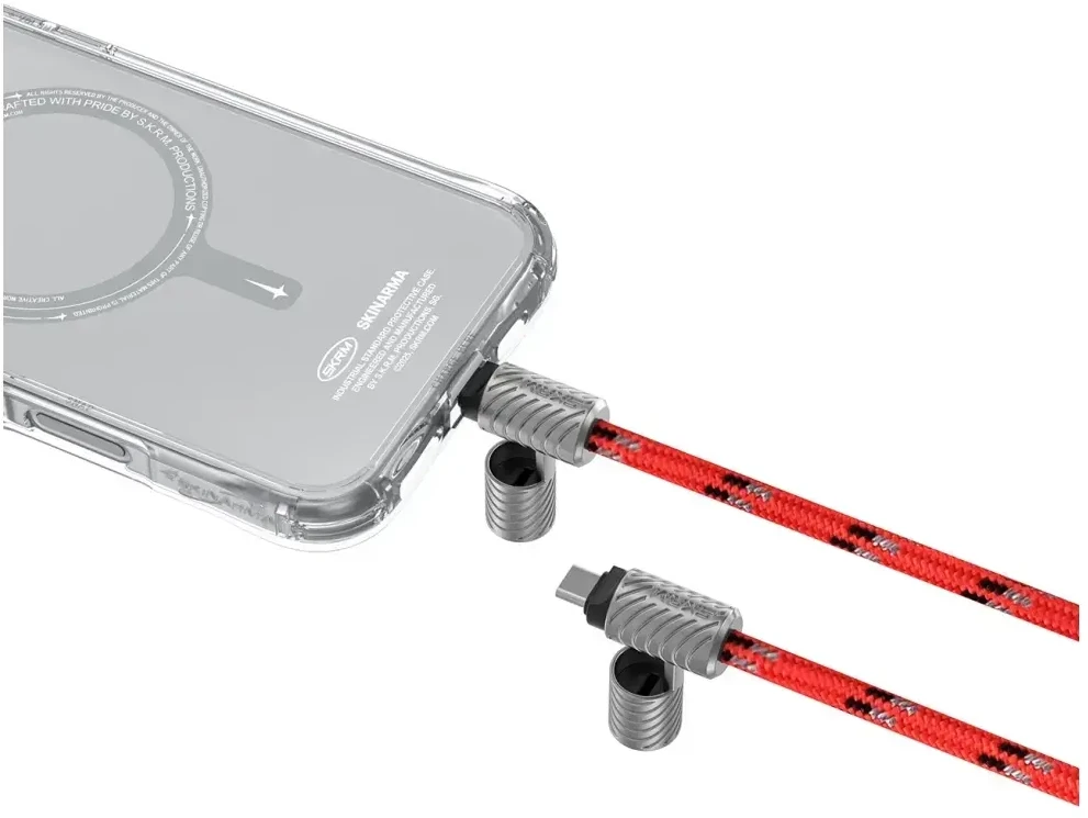 Universalus telefono dirželis kabelis 2in1 Skinarma Dyno Ve USB-C/USB-C raudonas
