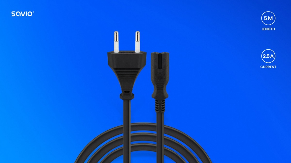 Savio Cable maitinimo blokas 2pin, 5m, cl-185