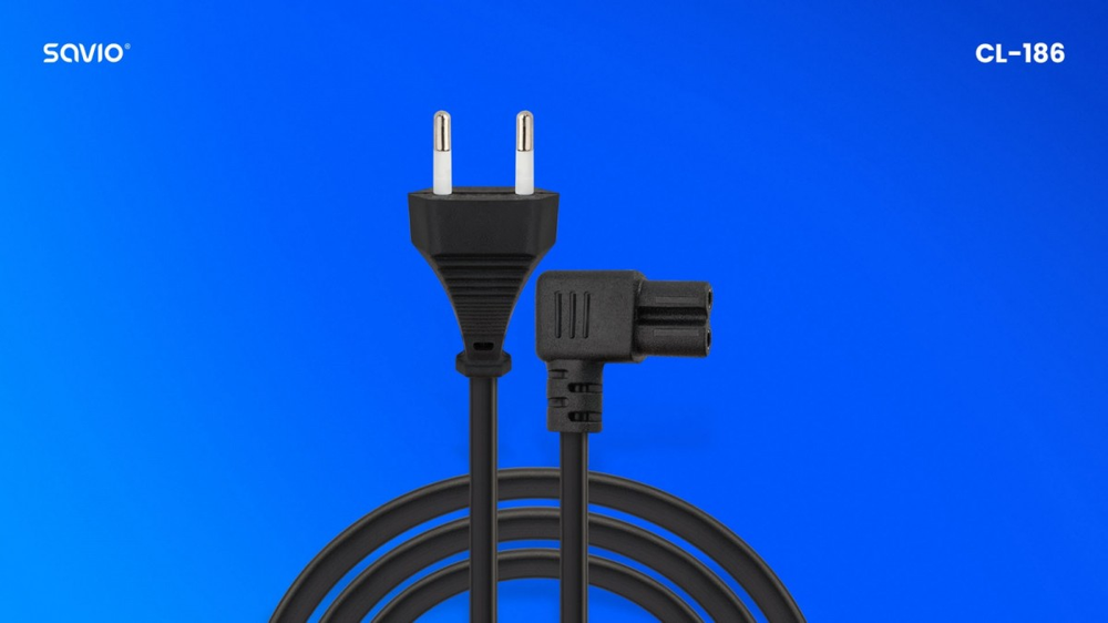 Savio Cable maitinimo šaltinis 2 kontaktų, c7 kampinis 5m, cl-186