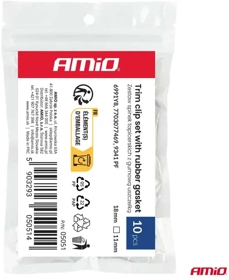 Segtukų baldų apmušimui su guminėmis tarpinėmis rinkinys ? 11 mm 18 mm 10 vnt. amio-05051