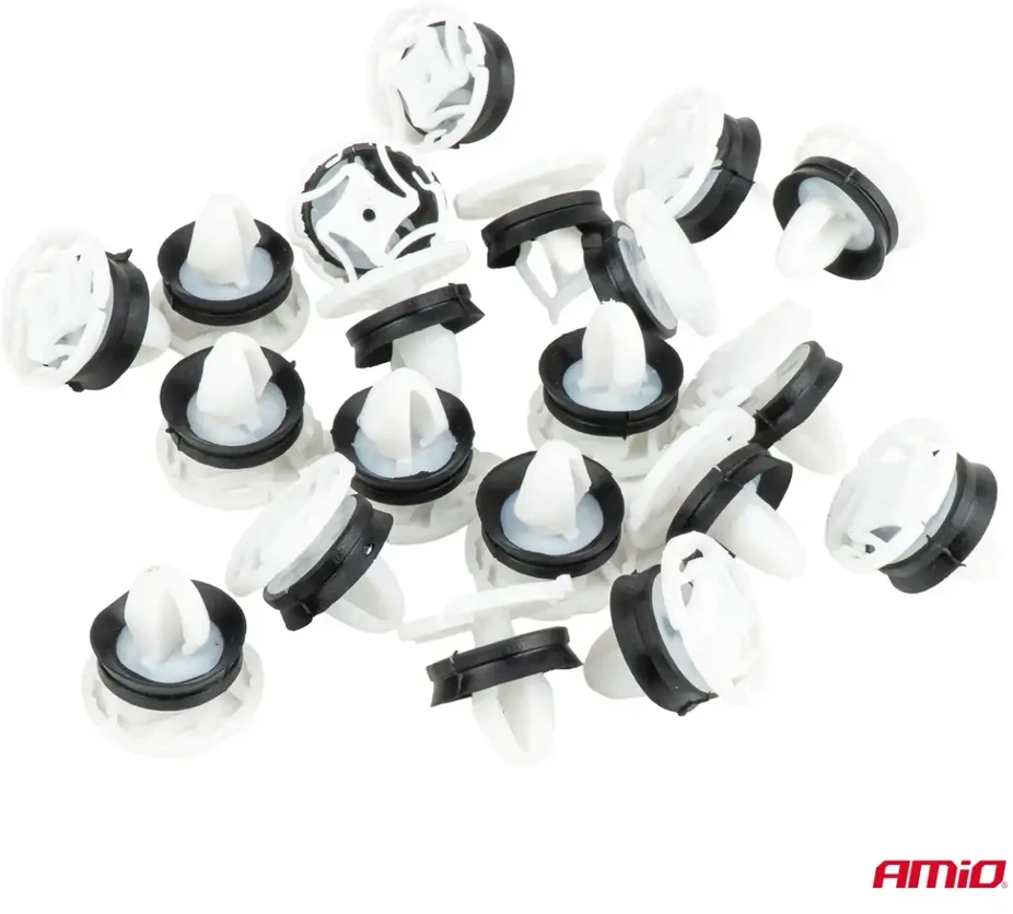Baldų segtukų rinkinys su guminiu tarpikliu 20mm ? 9 mm 20 vnt. amio-05029