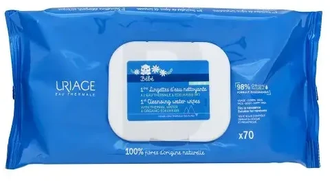 Uriage Bébé Lingettes Nettoyantes Cleansing Wipes drėgnos servetėlės vaikams, 70 vnt.