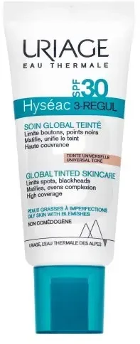 URIAGE veido kremas su atspalviu HYSEAC 3-REGUL GLOBAL, SPF 30, 40 ml