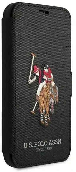 Us Polo Assn US Polo USFLBKP12SPUGFLBK Apple iPhone 12 mini 5,4" telefono dėklas juodos spalvos book Polo Embroidery Collection