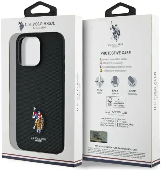 Dėklas Us Polo Assn US Polo USHCP15XPEMK Apple iPhone 15 Pro Max 6,7″ juodos spalvos Embroidered spalvos DH Color
