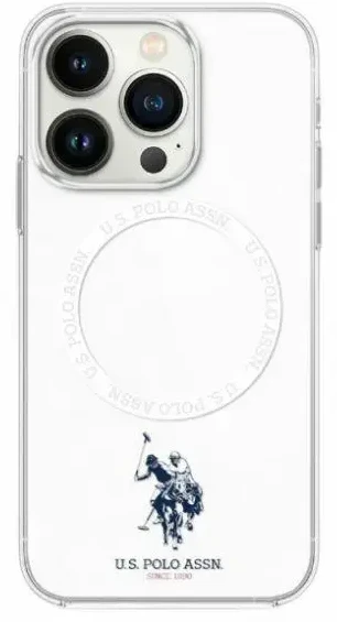 Dėklas „Us Polo Assn US Polo“ USHMP16SHOCLDPW „Apple iPhone 16 6.1“ baltos spalvos IML Ring MagSafe
