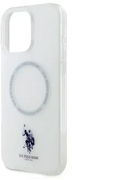 Us Polo Assn US Polo IML Ring MagSafe Apple iPhone 16 Pro Max - dėklas telefonui baltos spalvos