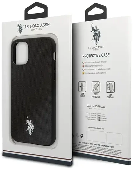 Dėklas U.S. Polo Assn US Polo USHCN65PUBK iPhone 11 Pro Max juoda/juoda Polo Type Collection