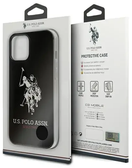 Us Polo Assn U.S. Polo USHCP12LTPUHRBK „Big Horse“ telefono dėklas iPhone 12 Pro Max, juodas