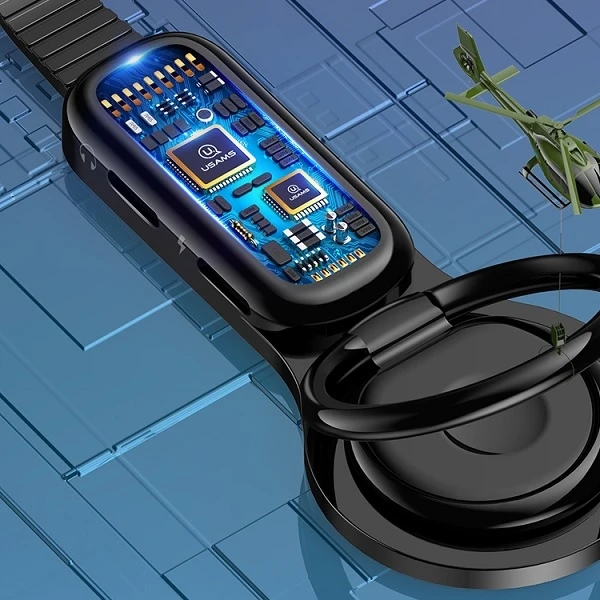 USAMS ADAPTER AU06 2IN1 2X LIGTNING + RING HOLDER Juodas