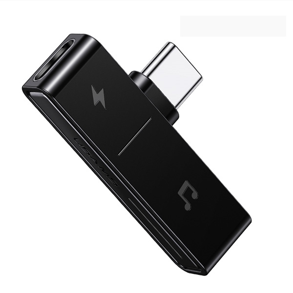 USB adapteris Usams AU12 USB-C - 3.5 mm lizdas + USB-C Juodas (66867-uniw)