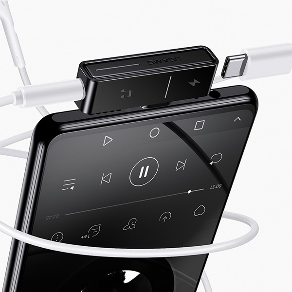 USB adapteris Usams AU12 USB-C - 3.5 mm lizdas + USB-C Juodas (66867-uniw)