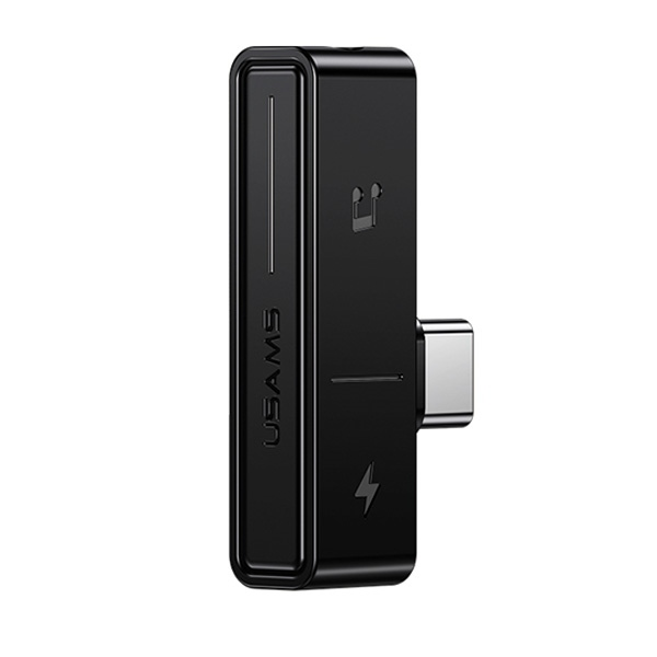 USB adapteris Usams AU12 USB-C - 3.5 mm lizdas + USB-C Juodas (66867-uniw)
