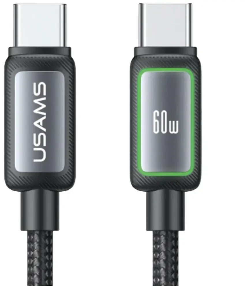 Kabelis USAMS Al-Alloy SJ815 U110 RGB Fast Charging 60W USB-C do Lightning 1,2 m juoda