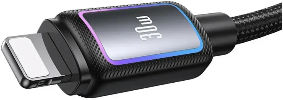 Kabelis USAMS Al-Alloy SJ816 U110 RGB Fast Charging 30W USB-C do Lightning 1,2 m balta