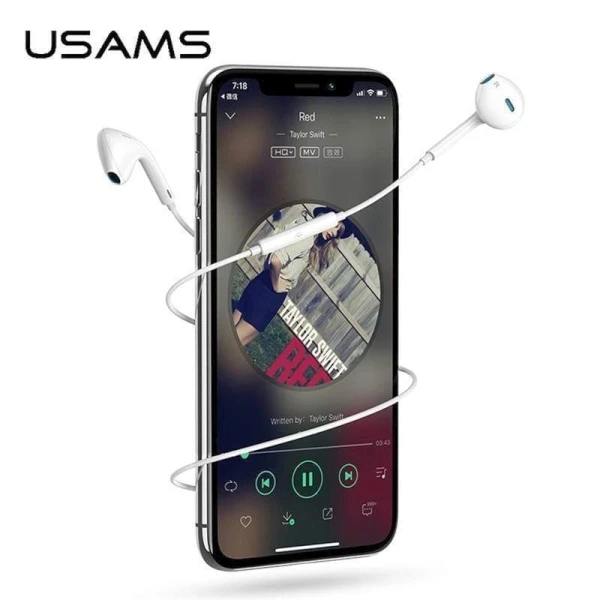 USAMS Stereo Ausinės EP-22 baltos spalvos HSEP2201 3.5mm jack