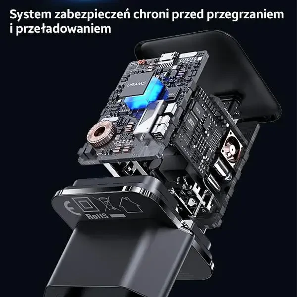 USAMS Laidinis įkroviklis 1xUSB-C T45 mini 30W (only head) PD3.0 Fast Charging juodos spalvos CC148TC01 (US-CC14)
