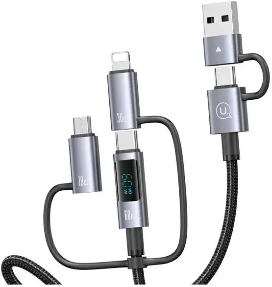 USAMS Kabelis 6in1 Fast charging 60W 1.2m Data Kabelis Digital dispay Aluminum Alloy Sufeng SJ71 Series