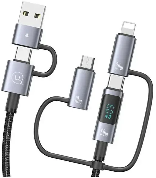 USAMS Kabelis 6in1 Fast charging 60W 1.2m Data Kabelis Digital dispay Aluminum Alloy Sufeng SJ71 Series
