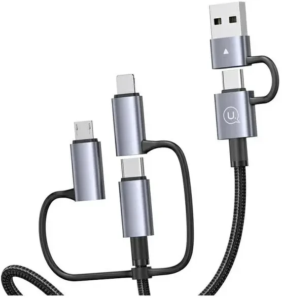 USAMS Kabelis 6in1 Fast charging 60W 1.2m Data Kabelis Digital dispay Aluminum Alloy Sufeng SJ71 Series