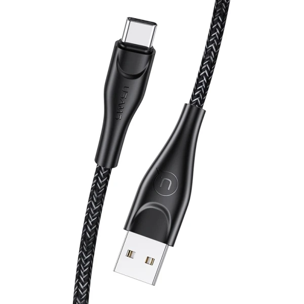 USAMS pintas U41 USB-C laidas 1m 2A juodos spalvos SJ392USB01 (US-SJ392) greitas įkrovimas