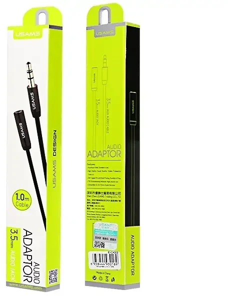 USAMS prailginimo laidas ausinėms 1m juoda/juodas EYCX101 (US-SJ055)