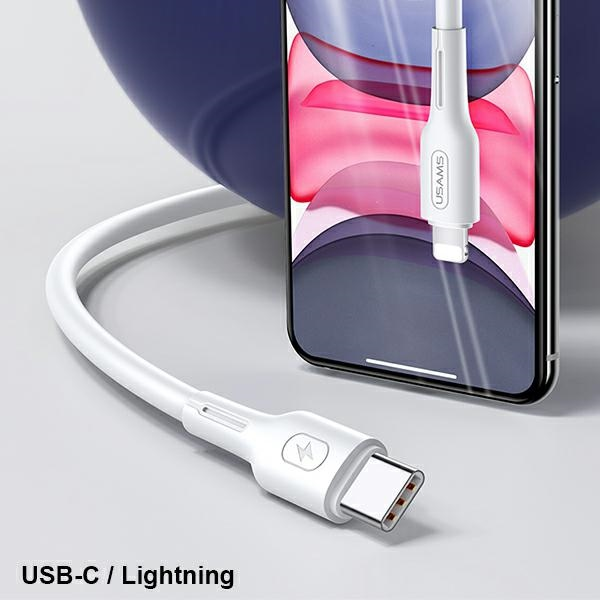USAMS U43 USB-C į lightning greito įkrovimo laidas 30W, Juodas