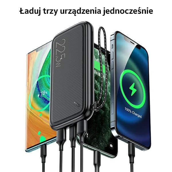 USAMS Powerbank PB56 10000mAh 22.5W 2xQC3.0+PD Fast Charge juoda/juodas 10KCD15101 (US-CD151)