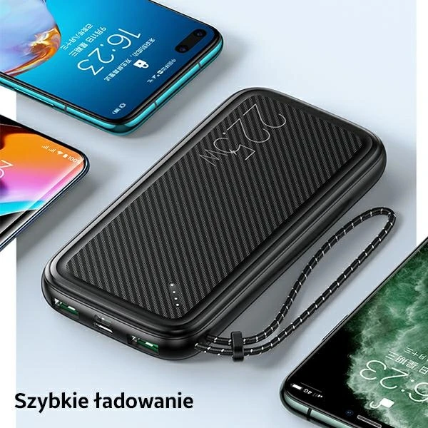 USAMS Powerbank PB56 10000mAh 22.5W 2xQC3.0+PD Fast Charge juoda/juodas 10KCD15101 (US-CD151)