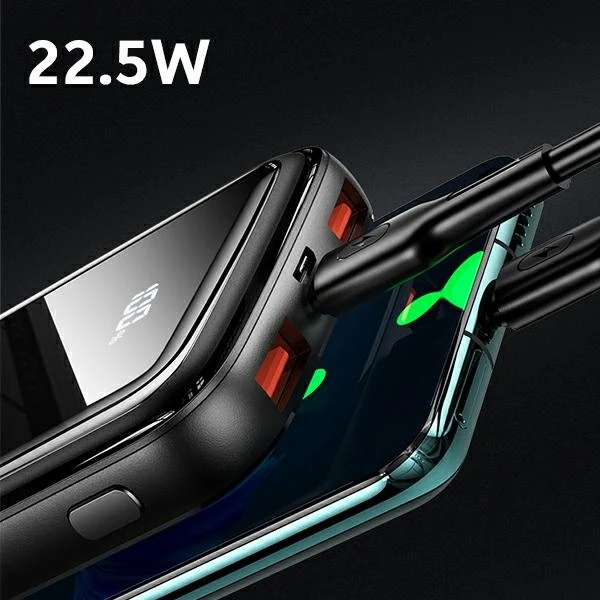 USAMS Powerbank PB58 10000mAh 22.5W QC3.0+PD Fast Charge juodos spalvos 10KCD16101 (US-CD161)