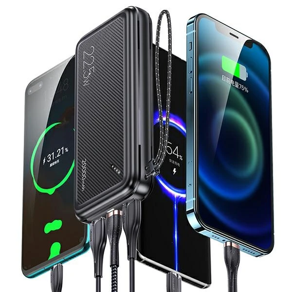 Powerbank 20000mAh PB60 22.5W 2xUSB QC3.0 + USB-C PD3.0 + Micro USB External Baterija Fast Charge Usams US-CD168 juodos spalvos