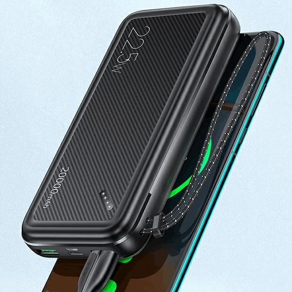 Powerbank 20000mAh PB60 22.5W 2xUSB QC3.0 + USB-C PD3.0 + Micro USB External Baterija Fast Charge Usams US-CD168 juodos spalvos