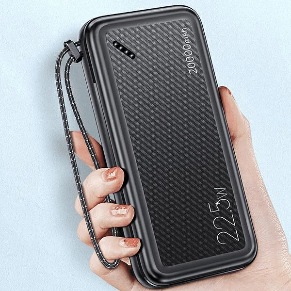 Powerbank 20000mAh PB60 22.5W 2xUSB QC3.0 + USB-C PD3.0 + Micro USB External Baterija Fast Charge Usams US-CD168 juodos spalvos