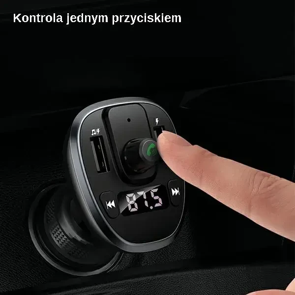 USAMS laisvų rankų įranga C21 su FM siųstuvu, Bluetooth 5.0, MP3, 2xUSB 3.4A juodos spalvos CC115GC