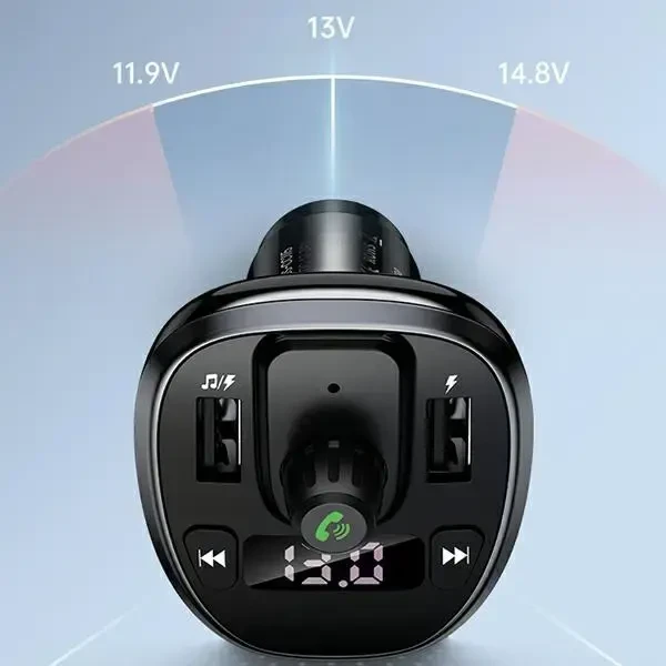 USAMS laisvų rankų įranga C21 su FM siųstuvu, Bluetooth 5.0, MP3, 2xUSB 3.4A juodos spalvos CC115GC