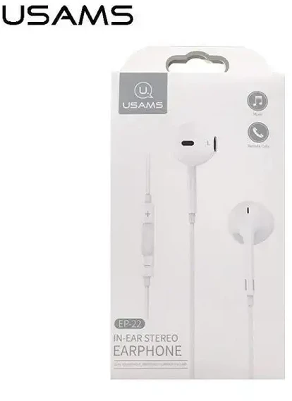 USAMS Stereo Ausinės EP-22 baltas |baltas HSEP2201 jack 3.5mm