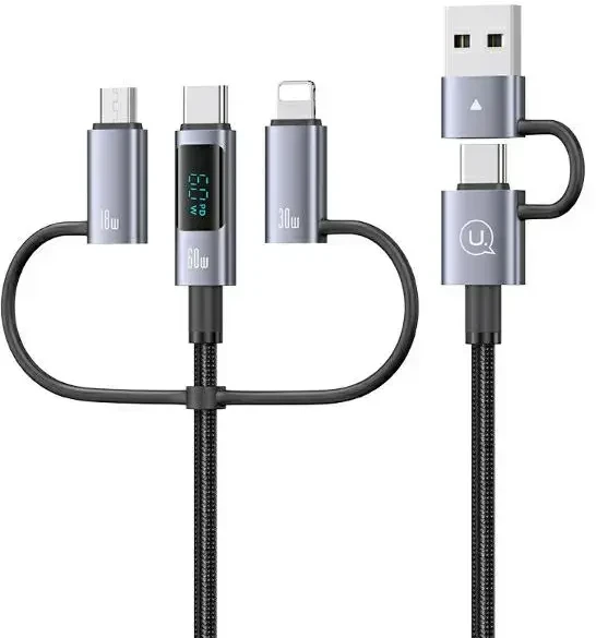 USAMS Kabelis 6w1 Fast charging 60W 2m Data Kabelis Digital Ekranas Alluminuim Alloy Seria Sufeng (SJ736)