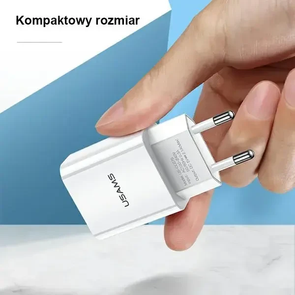 USAMS laidinis įkroviklis 1xUSB T18 2,1A(only head) balta/baltos spalvos Fast Charging CC075TC01