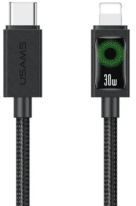 USAMS U92 30W USB-C į Lightning kabelis 1.2m juodas