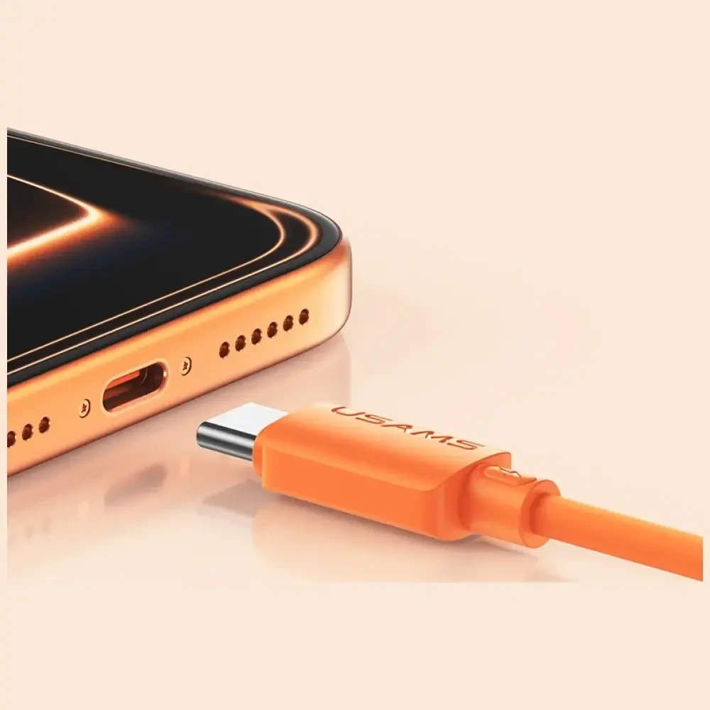 Kabelis USAMS U98 30W 3A Silicone Fast Charging USB-C į Lightning juodos spalvos
