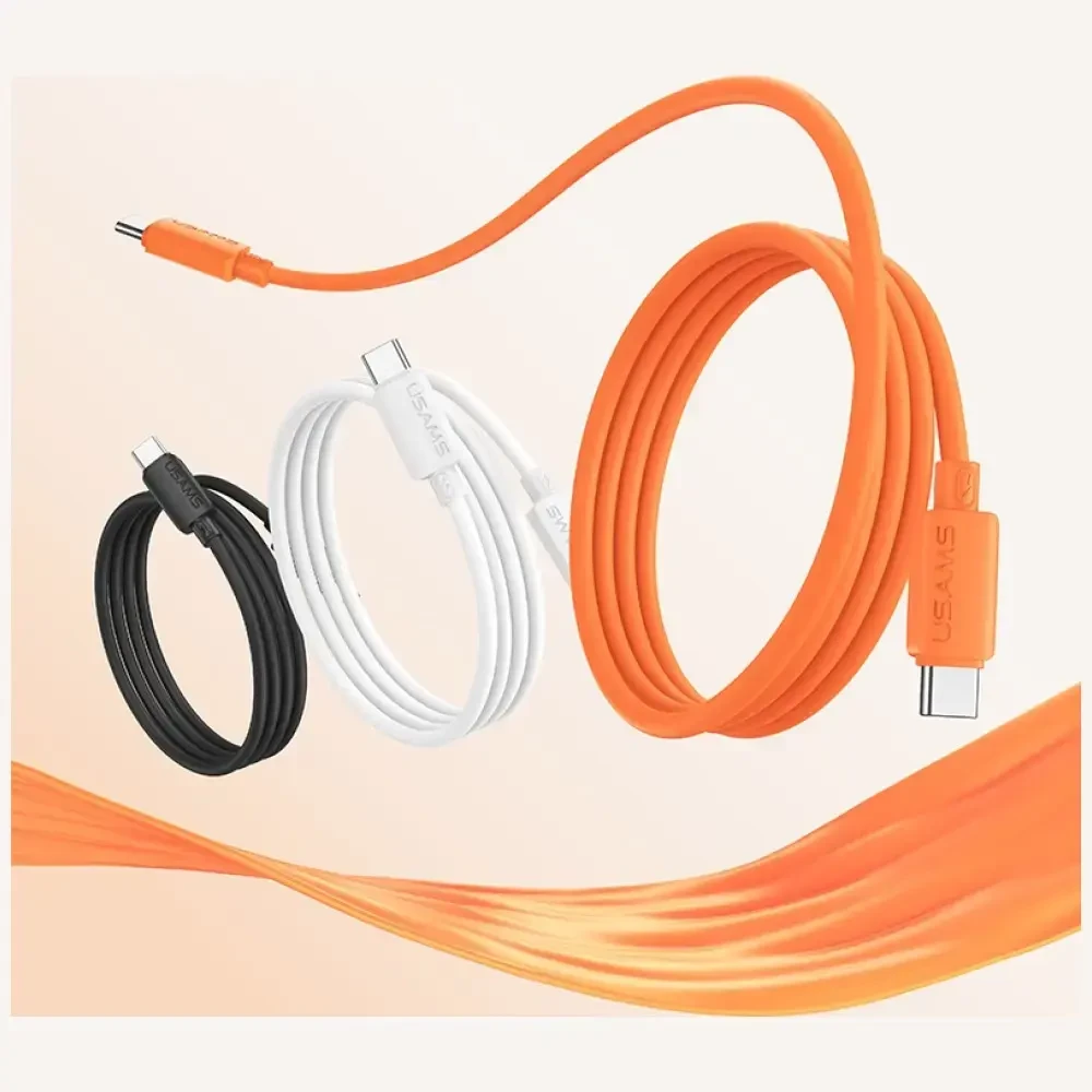 Kabelis USAMS U98 60W 3A Silicone Fast Charging USB-C į USB-C juodos spalvos