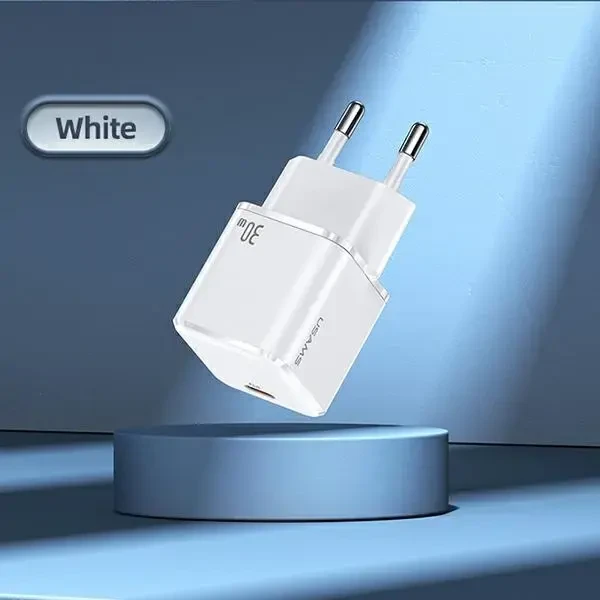 USAMS Laidinis įkroviklis 1xUSB-C T45 mini 30W (only head) PD3.0 Fast Charging baltos spalvos CC148TC02 (US-CC148)