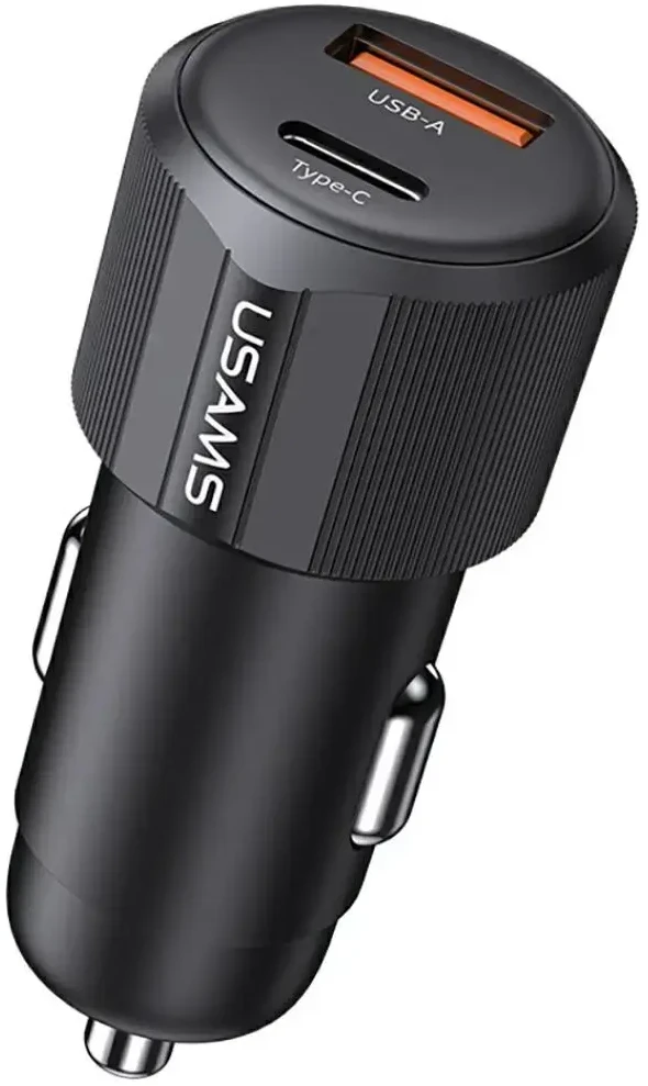 Automobilinis įkroviklis USAMS YT Series CC283 60W 1xUSB-A 1xUSB-C juodas