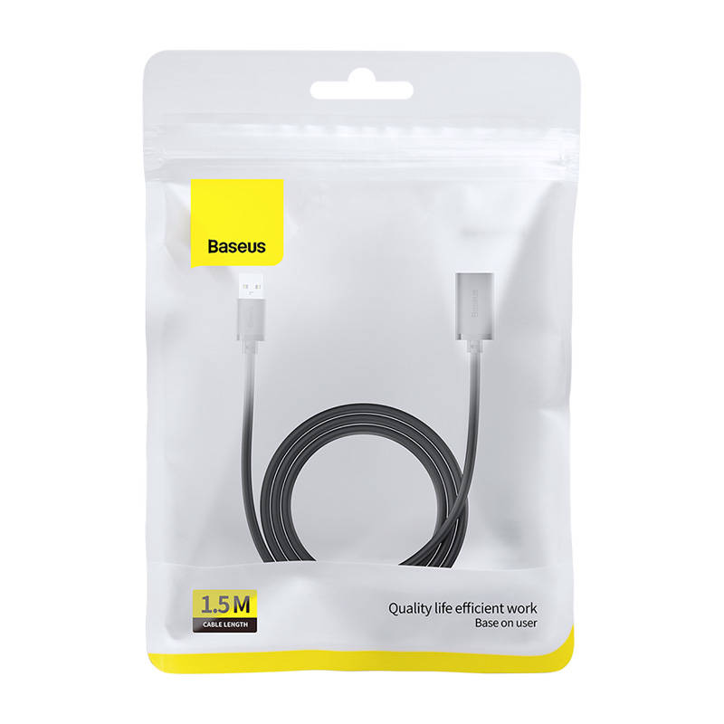 USB 2.0 prailginimo kabelis Baseus vyris į moterišką, AirJoy serija, 1.5 m (juodas)