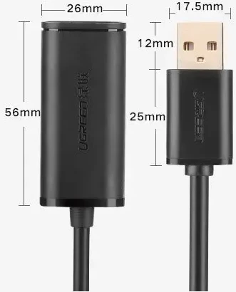 UGREEN US121 USB 2.0 prailginimo laidas Active 5m - Juodas
